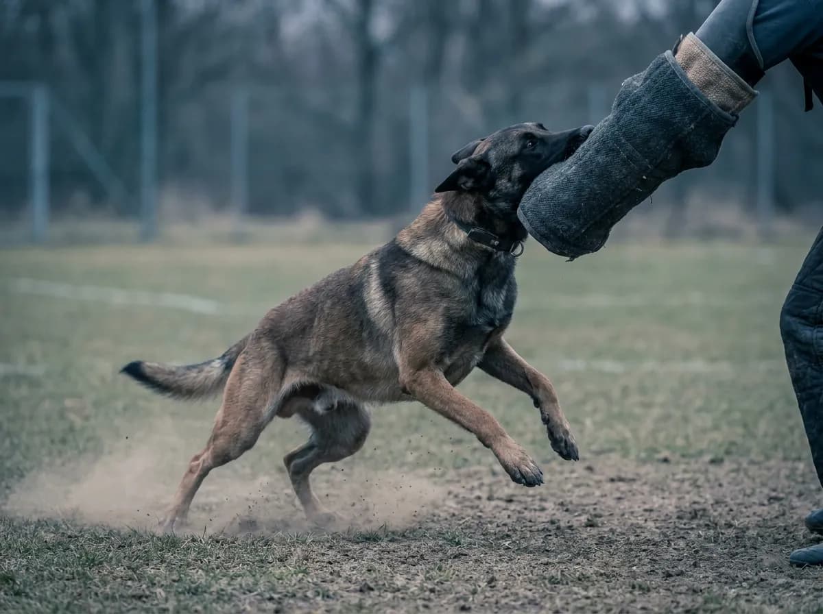 Protection dog on the training field at Titan Protection Dogs